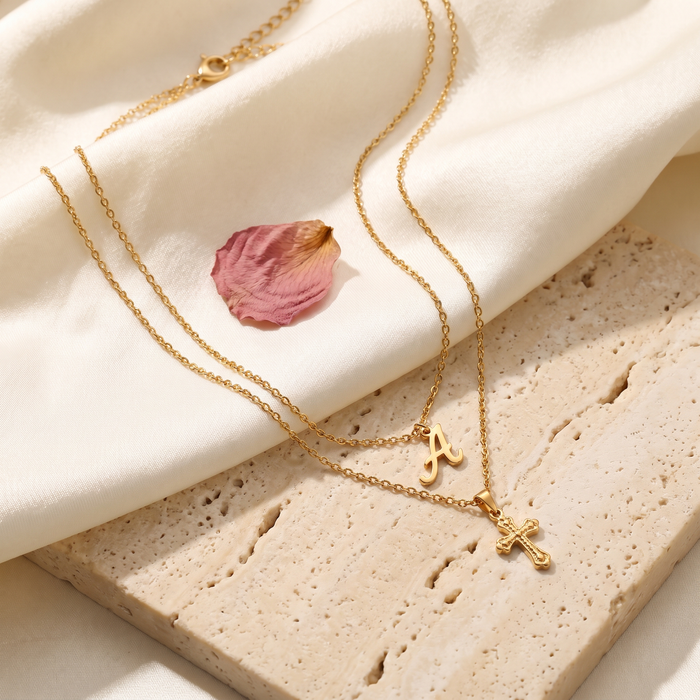 Fede Cross & Initial Set - Rose & Giovanni