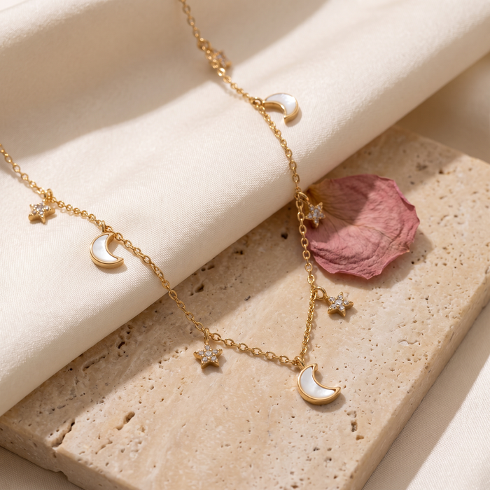 Notte Moon & Star Necklace - Rose & Giovanni