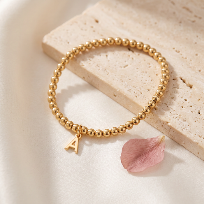 Mese Beaded Initial Bracelet - Rose & Giovanni