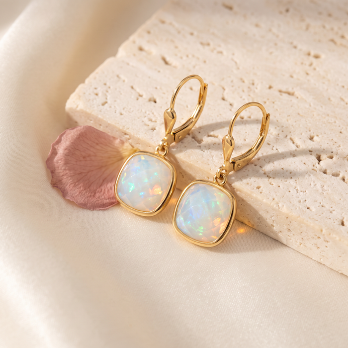 Opale Cushion Drop Earrings - Rose & Giovanni