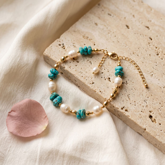 Laguna Turquoise & Pearl Bracelet - Rose & Giovanni