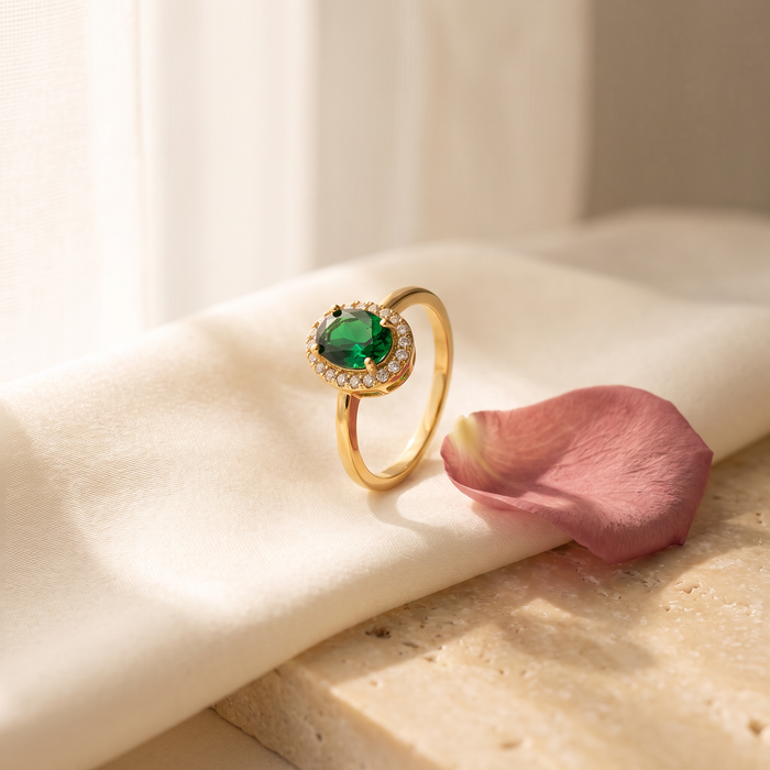 Smeralda Emerald-Tone Ring - Rose & Giovanni