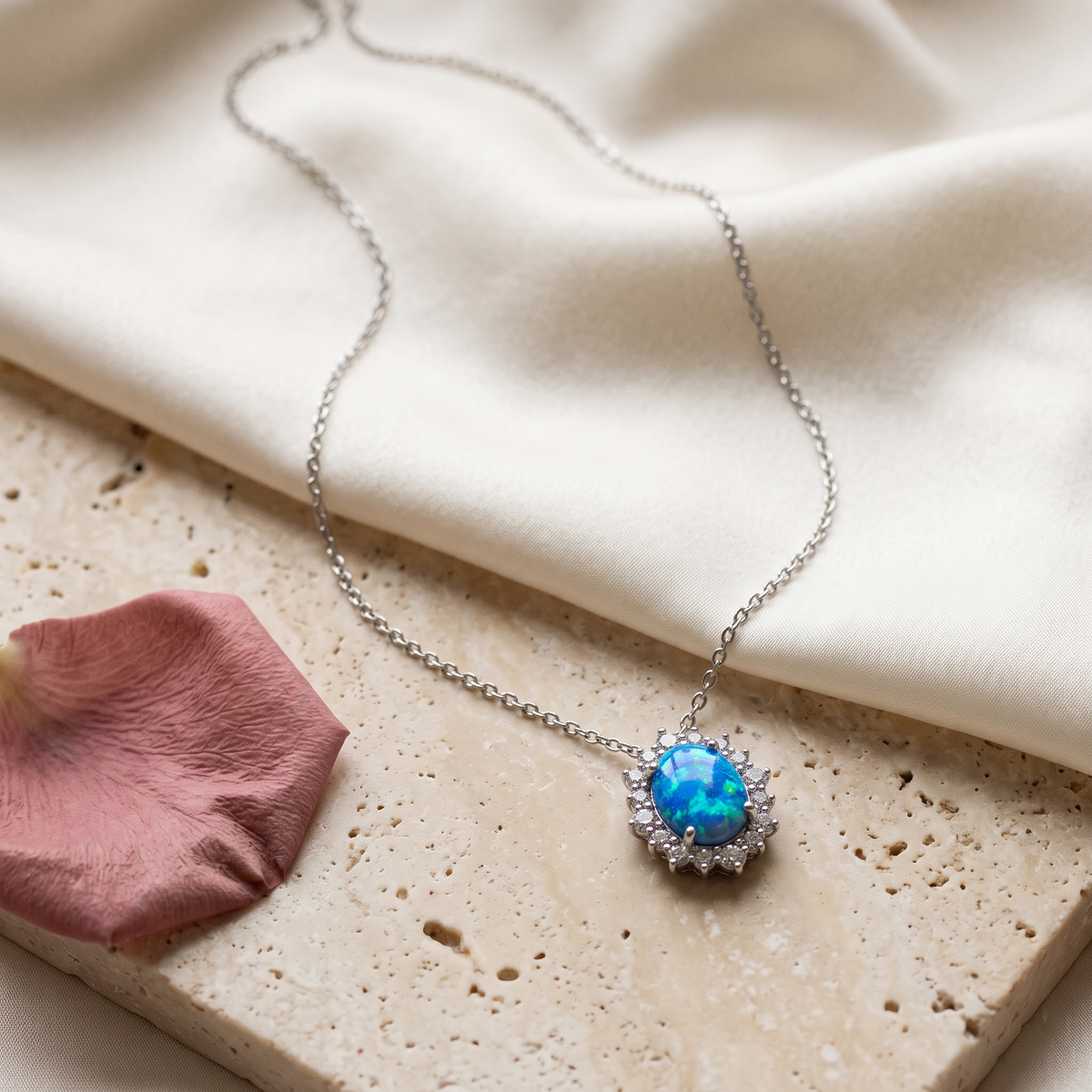 Oceano Opal Drop Necklace - Rose & Giovanni
