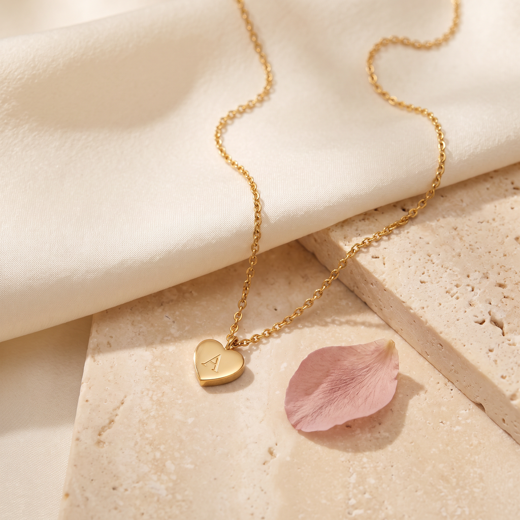Lettera Heart Initial Necklace - Rose & Giovanni