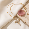 Grazia Pave Cross Necklace - Rose & Giovanni