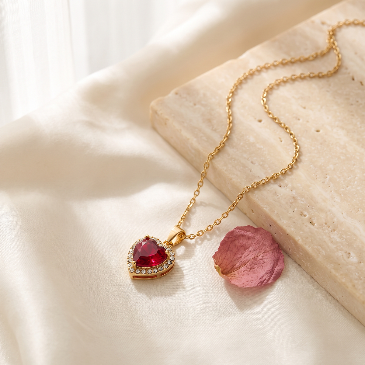 Cuore Ruby Heart Necklace - Rose & Giovanni