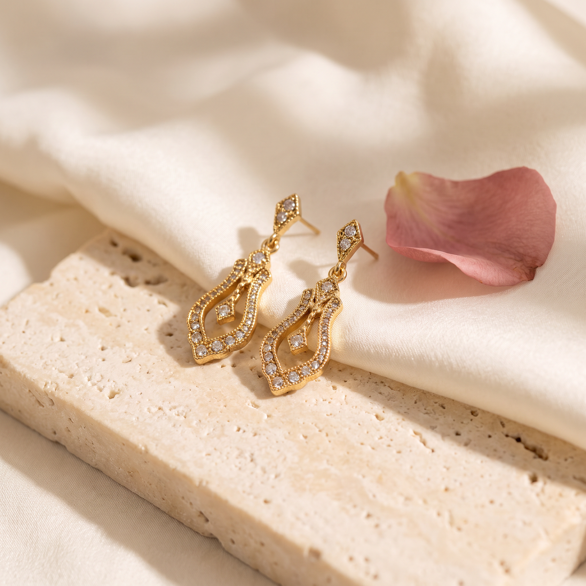 Antica Gold Drop Earrings - Rose & Giovanni