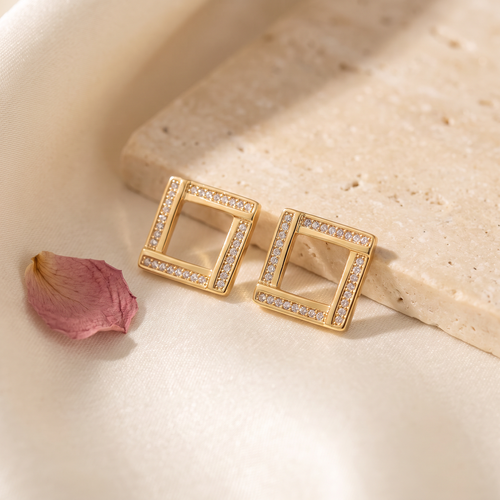 Quadra Square Earrings - Rose & Giovanni