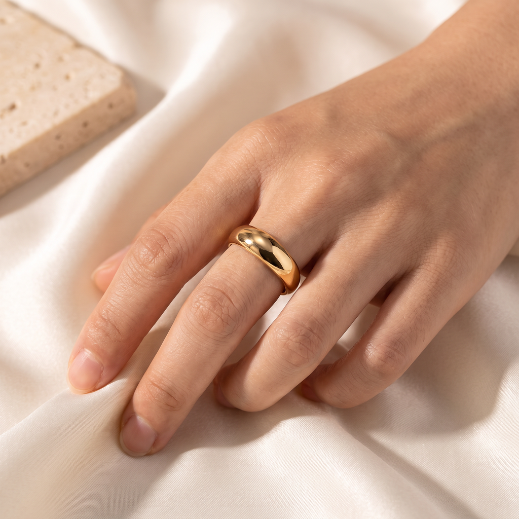 Lucia Sculpted Dome Ring - worn - Rose & Giovanni