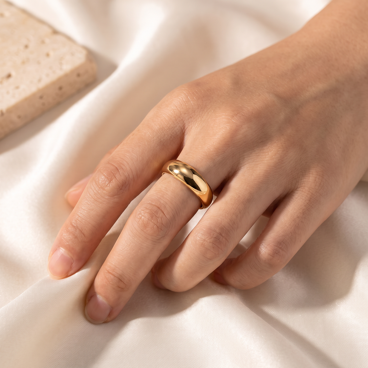 Lucia Sculpted Dome Ring - worn - Rose & Giovanni