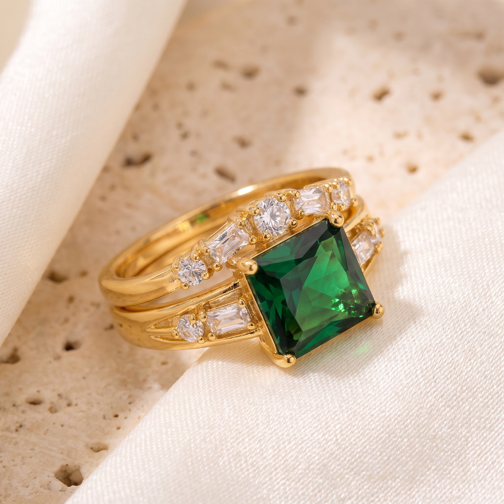 Verona Emerald Ring Set - detail - Rose & Giovanni