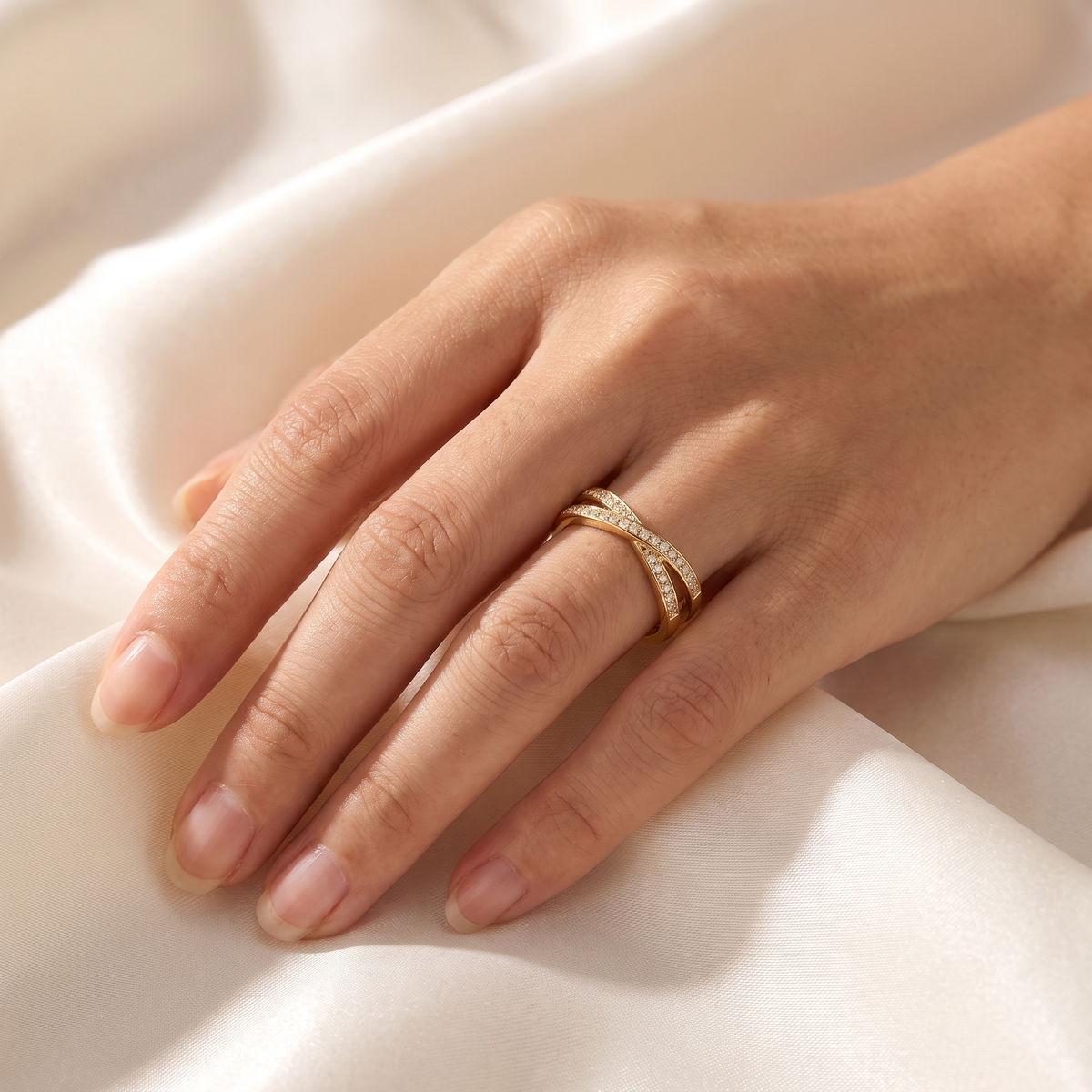 Giulia Twisted Pave Ring - worn - Rose & Giovanni