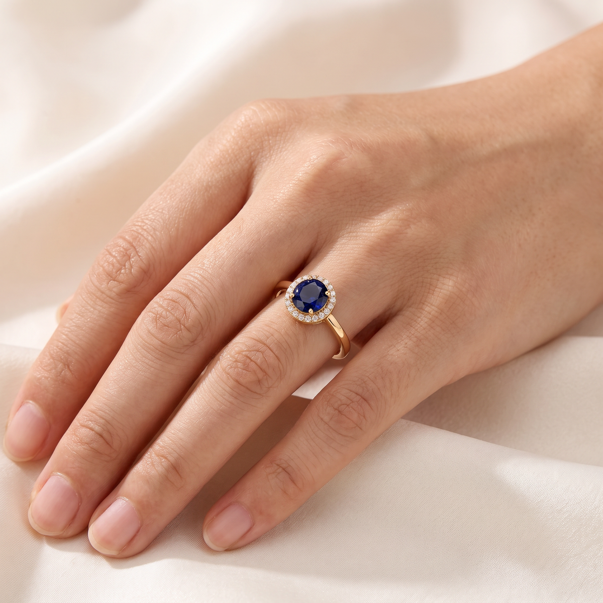 Bianca Halo Ring - worn - Rose & Giovanni