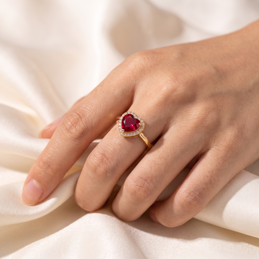 Amore Heart Ring - worn - Rose & Giovanni