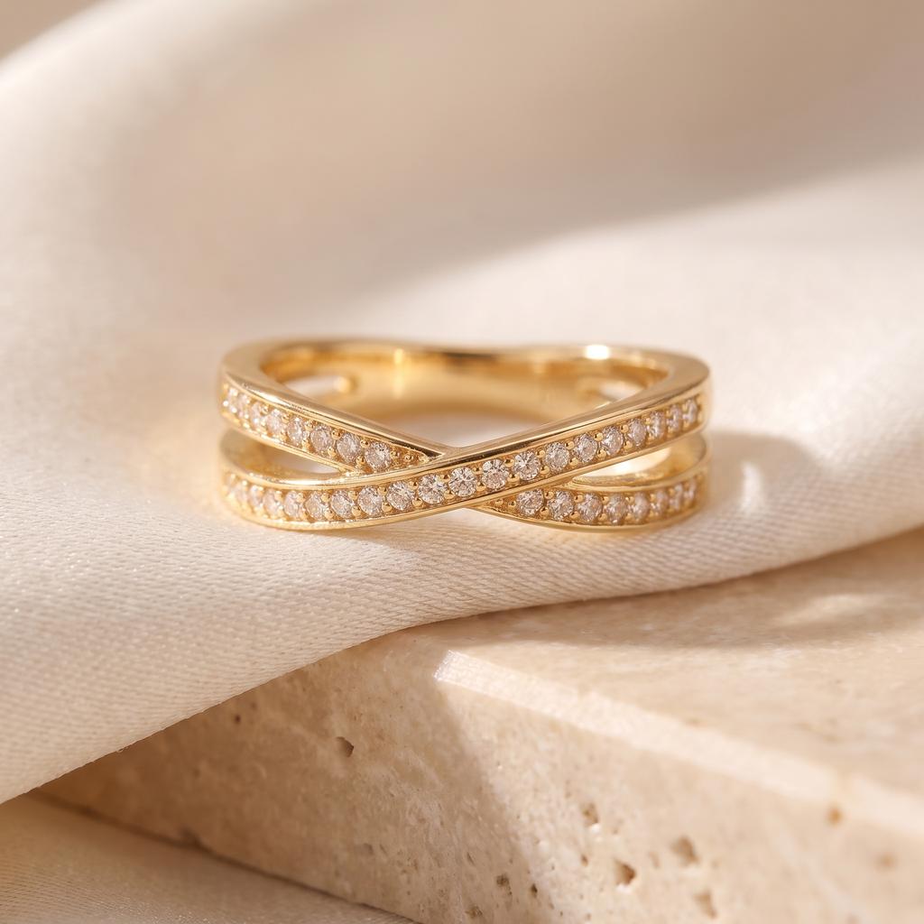 Giulia Twisted Pave Ring - detail - Rose & Giovanni