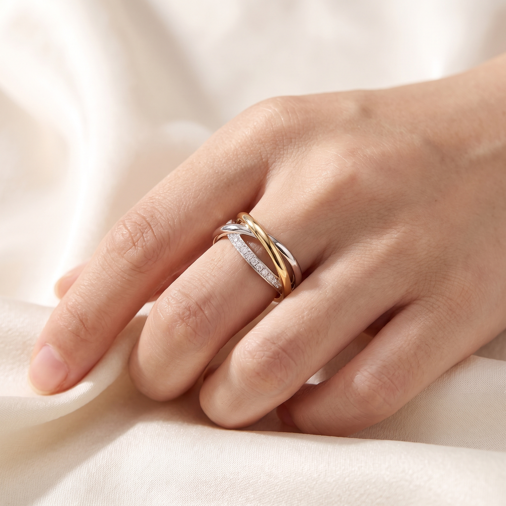 Duo Two-Tone Ring - worn - Rose & Giovanni