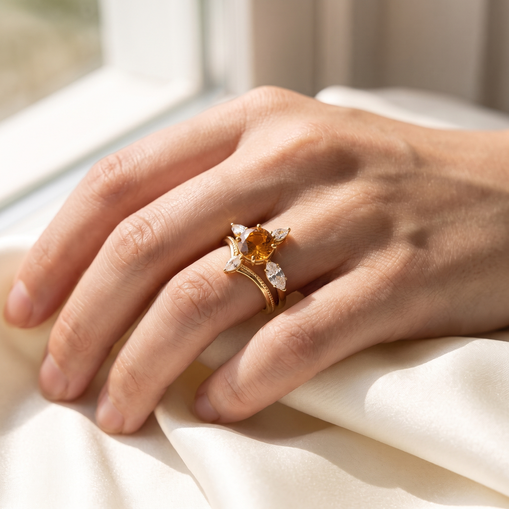 Marchesa Ring Set - worn - Rose & Giovanni