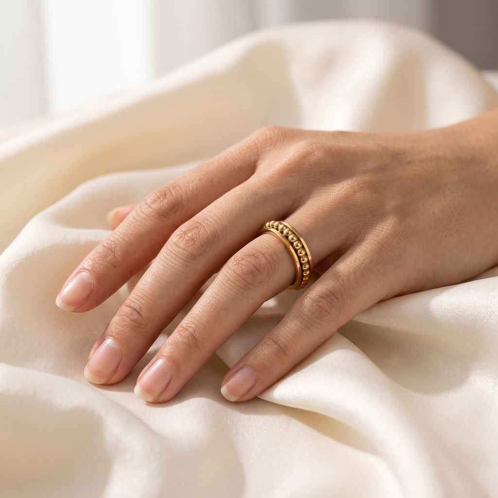 Calma Spinner Ring - worn - Rose & Giovanni