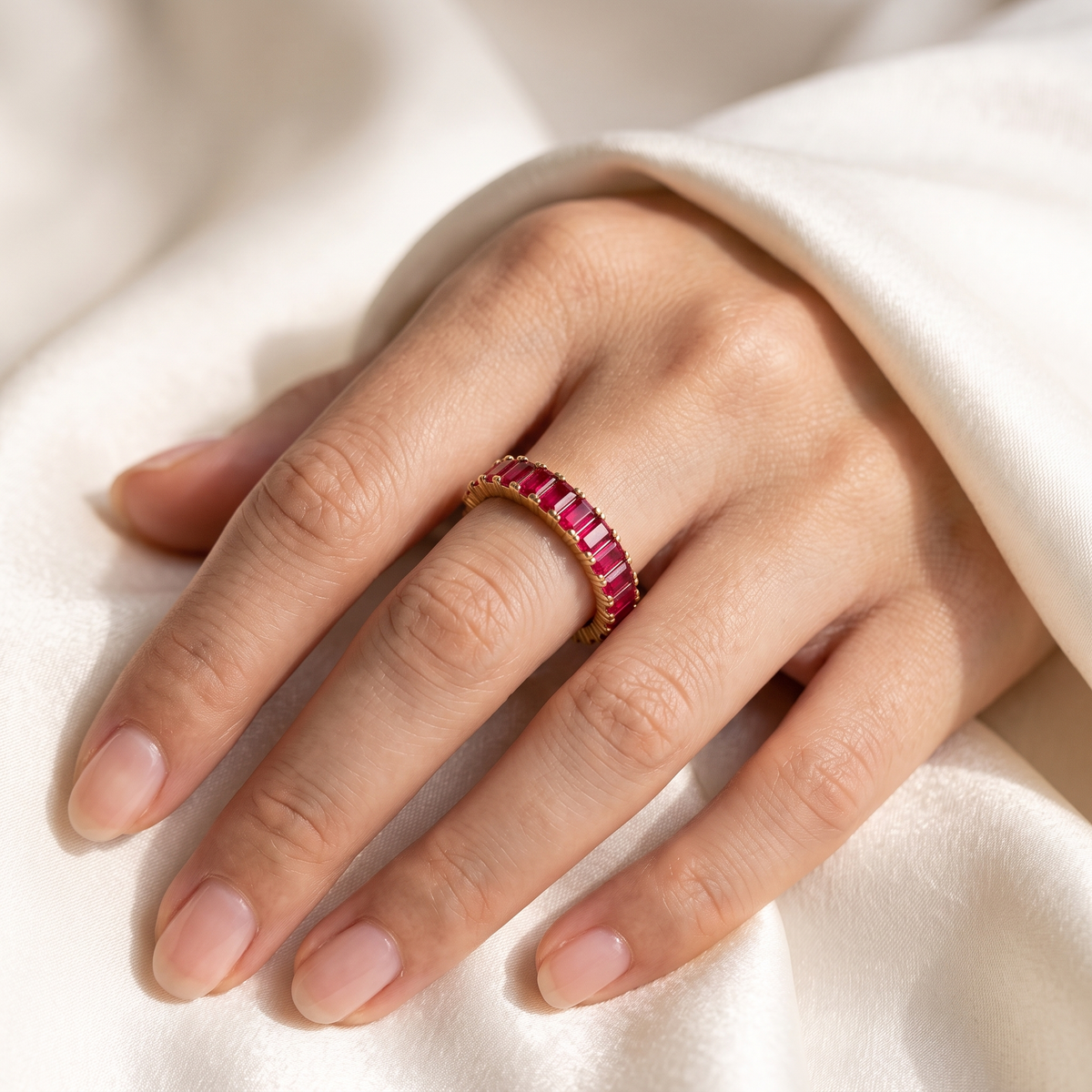 Mese Birthstone Band - worn - Rose & Giovanni