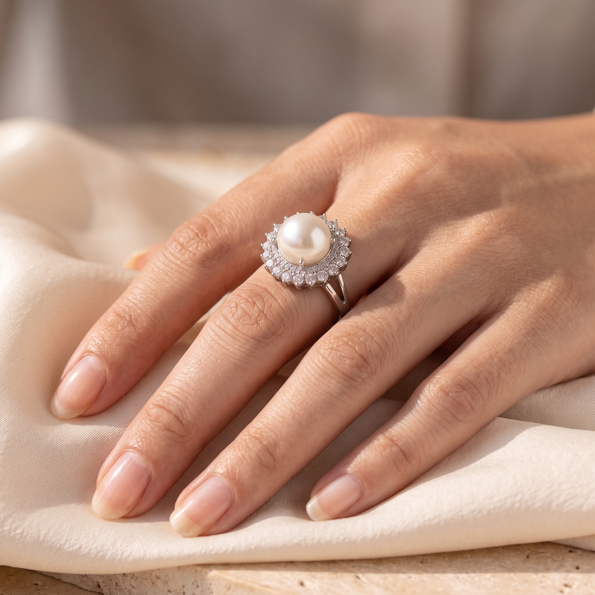 Perla Cocktail Ring - worn - Rose & Giovanni