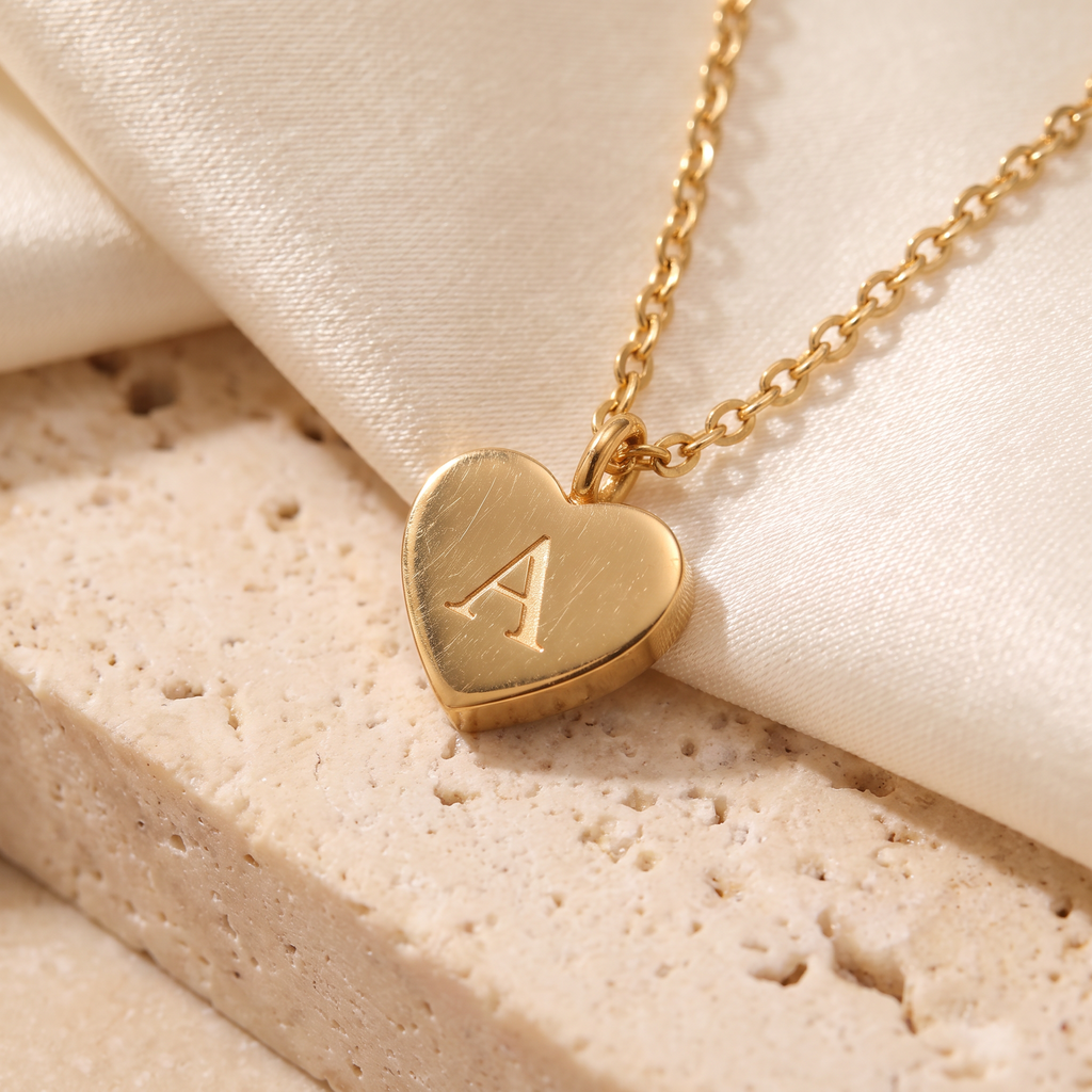 Lettera Heart Initial Necklace - detail - Rose & Giovanni