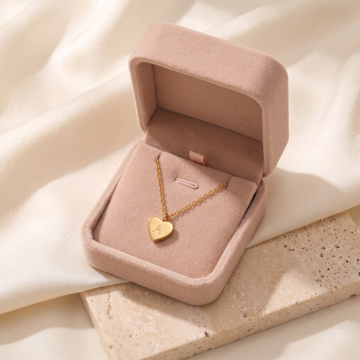 Lettera Heart Initial Necklace - gift box - Rose & Giovanni