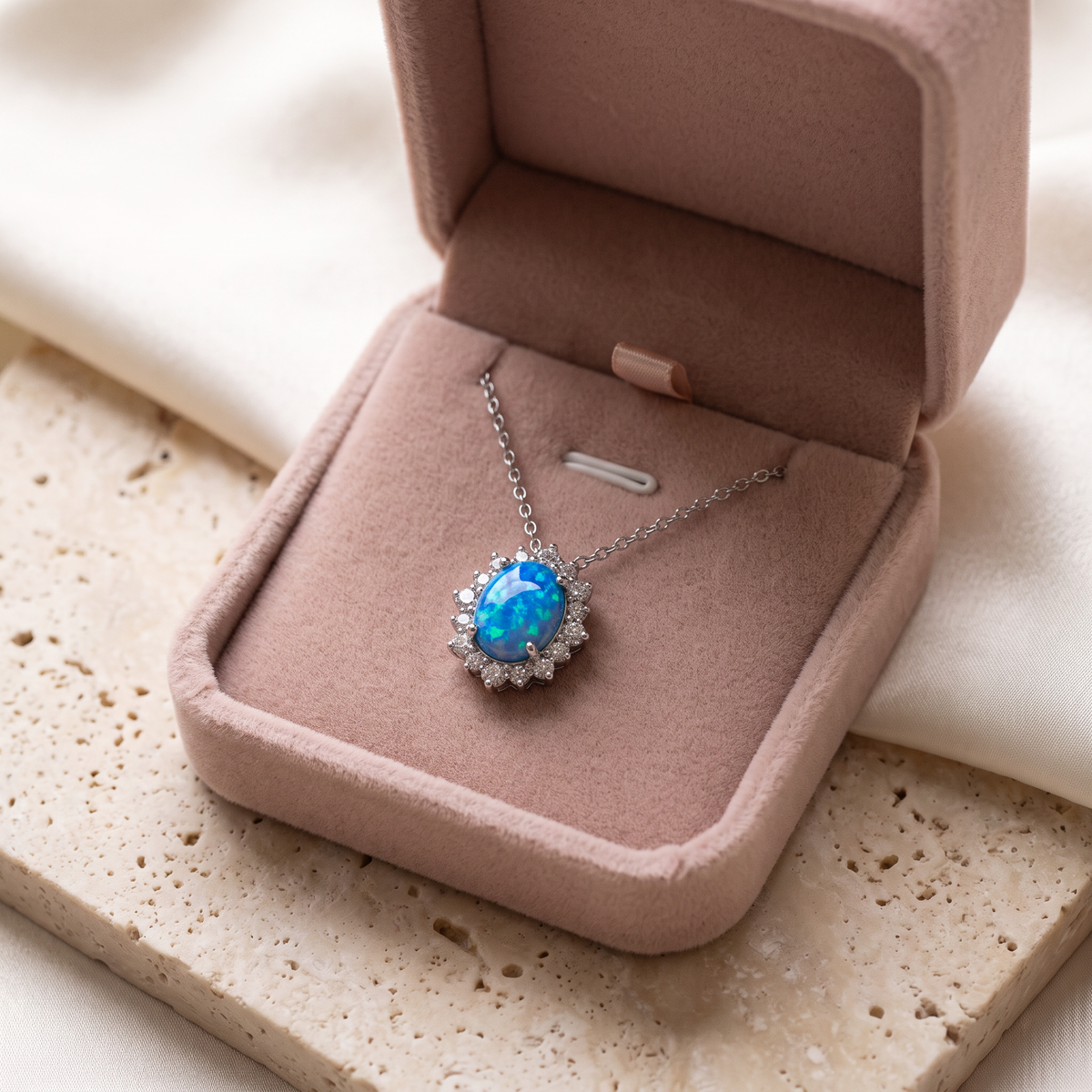 Oceano Opal Drop Necklace - gift box - Rose & Giovanni