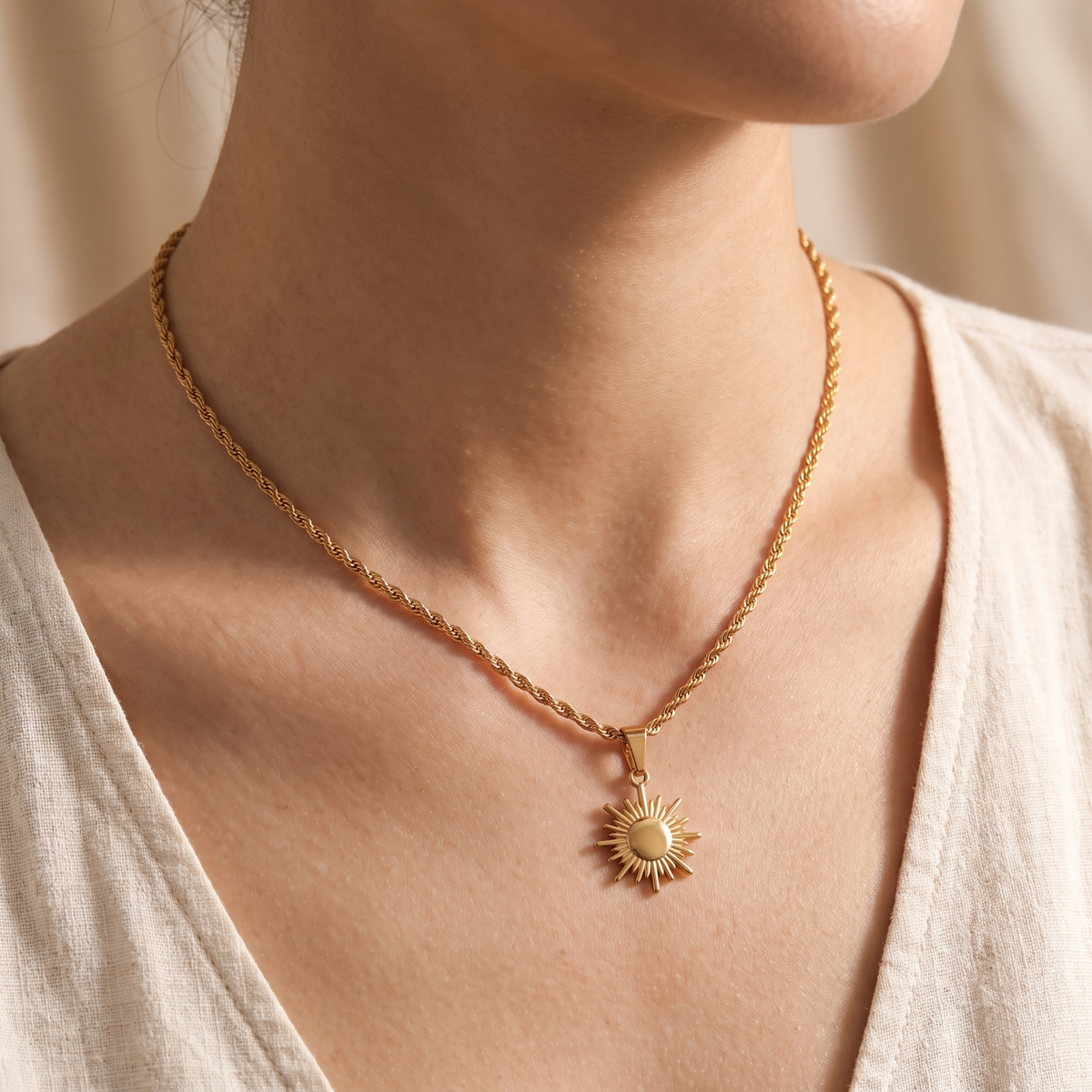 Sole Sun Necklace - worn - Rose & Giovanni