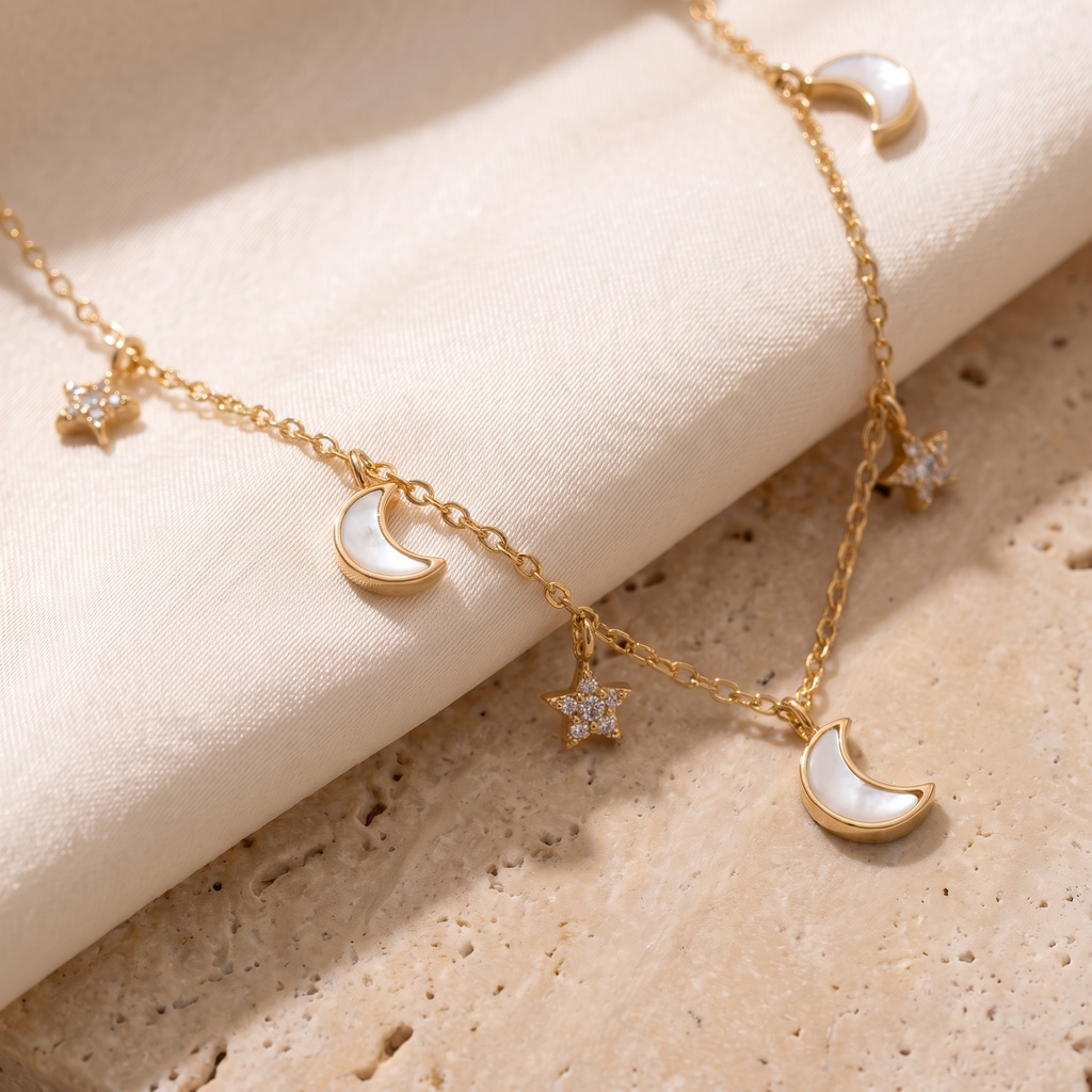 Notte Moon & Star Necklace - detail - Rose & Giovanni