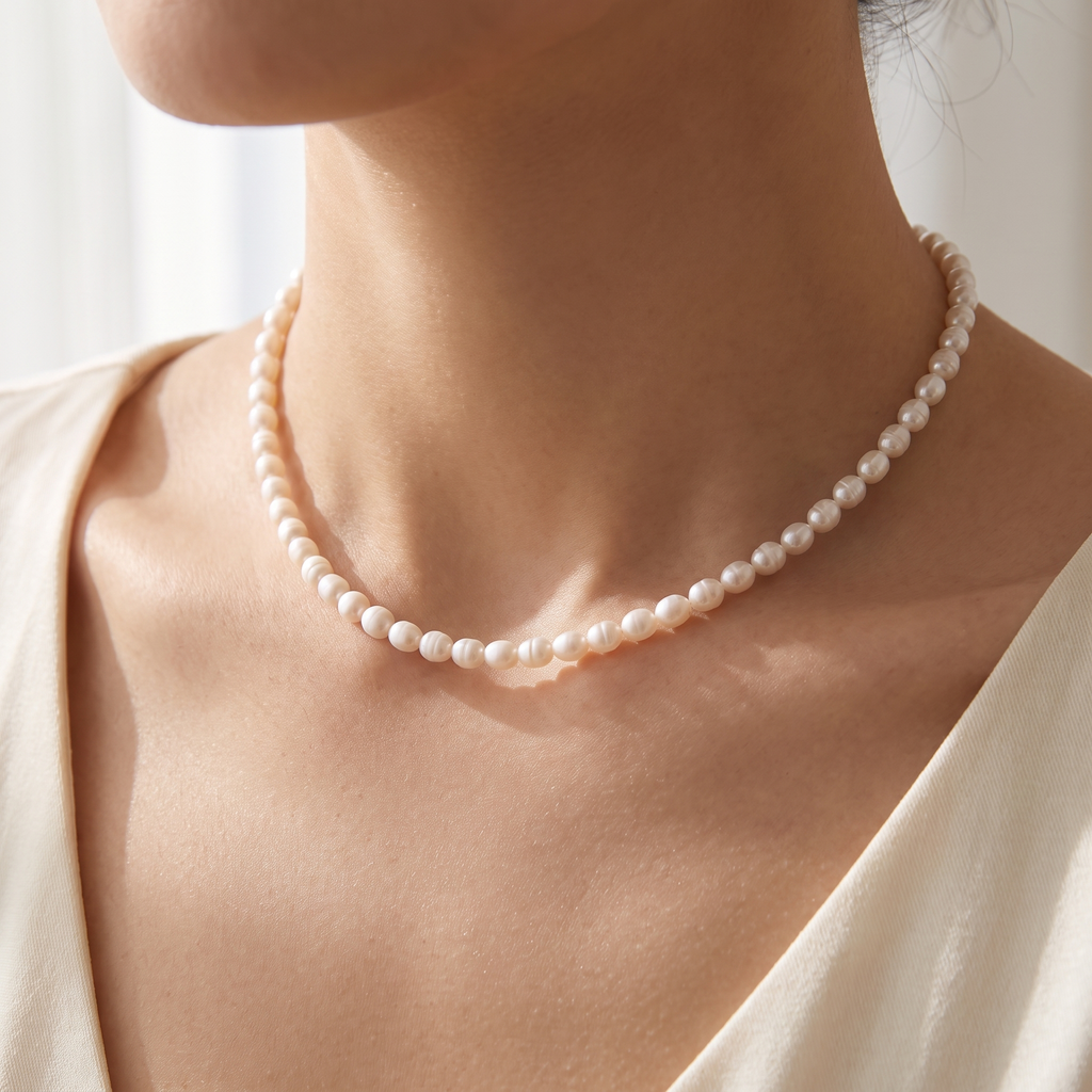Capri Pearl Choker - worn - Rose & Giovanni