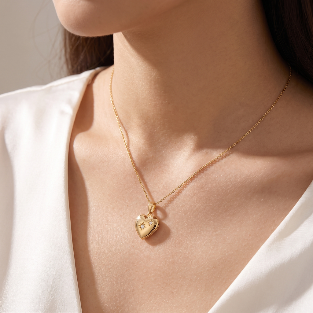 Stella Locket Necklace - worn - Rose & Giovanni
