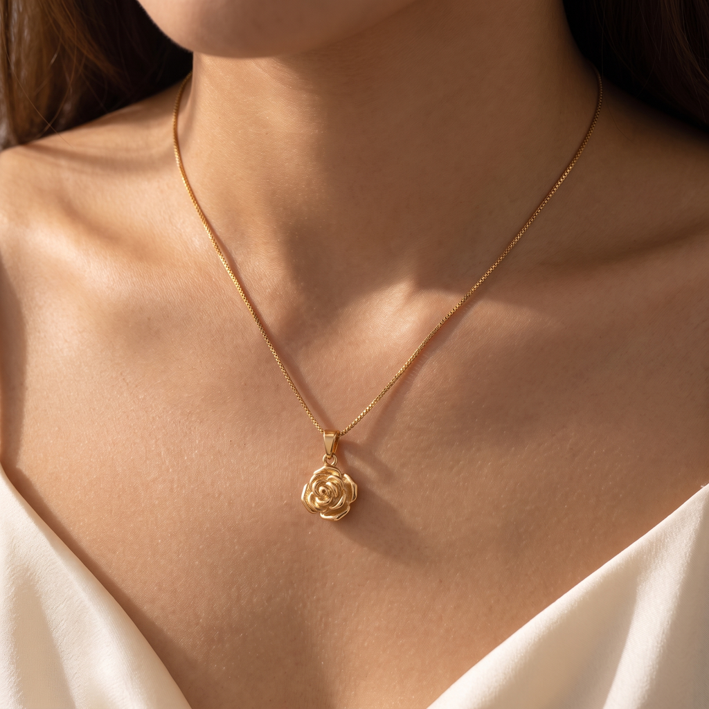 Rosa Eterna Necklace - worn - Rose & Giovanni