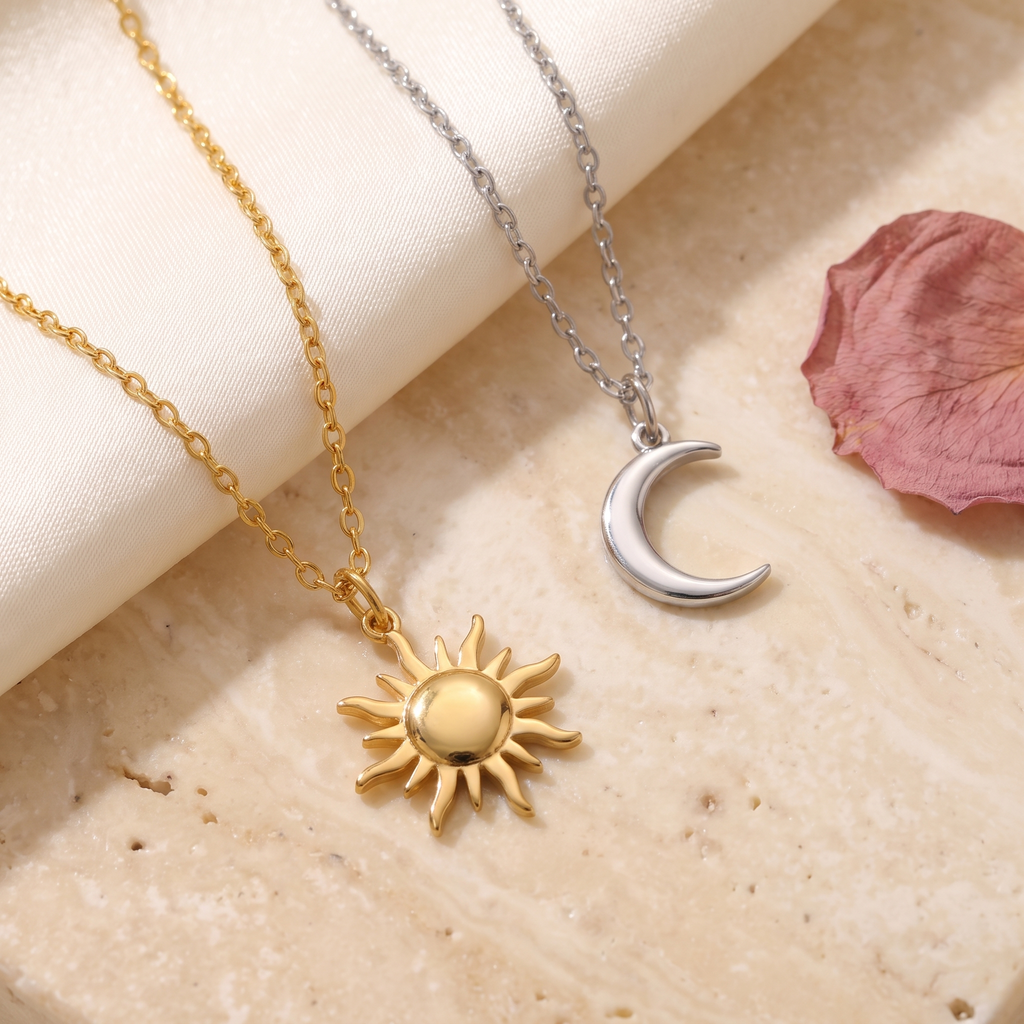 Sole e Luna Matching Necklaces - detail - Rose & Giovanni