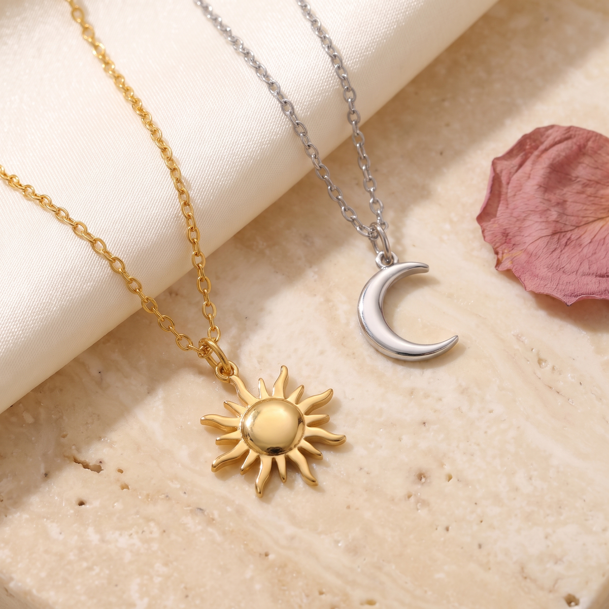 Sole e Luna Matching Necklaces - detail - Rose & Giovanni