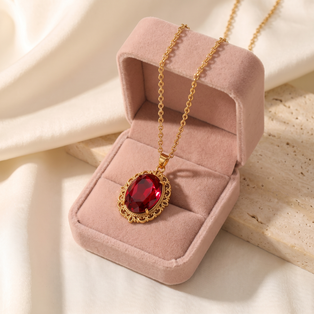 Isabella Vintage Gem Necklace - gift box - Rose & Giovanni