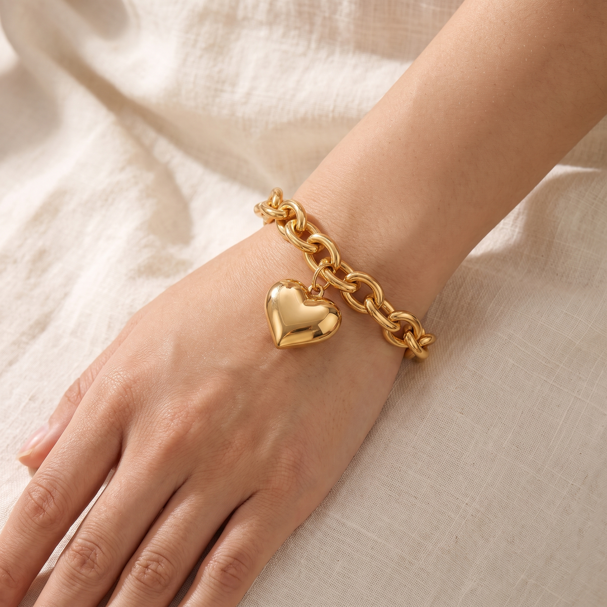Cuore Chunky Heart Bracelet - worn - Rose & Giovanni