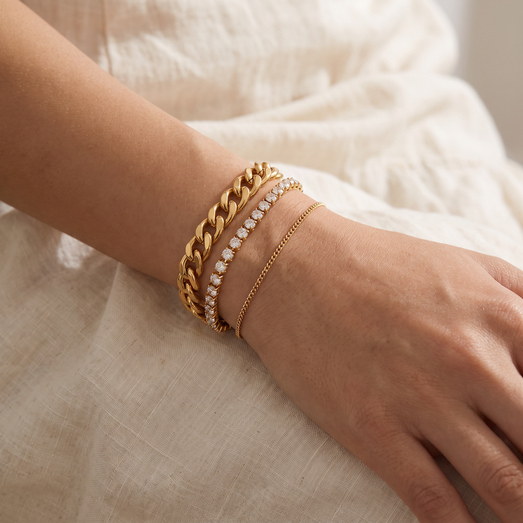 Siena Layered Bracelet Set - worn - Rose & Giovanni