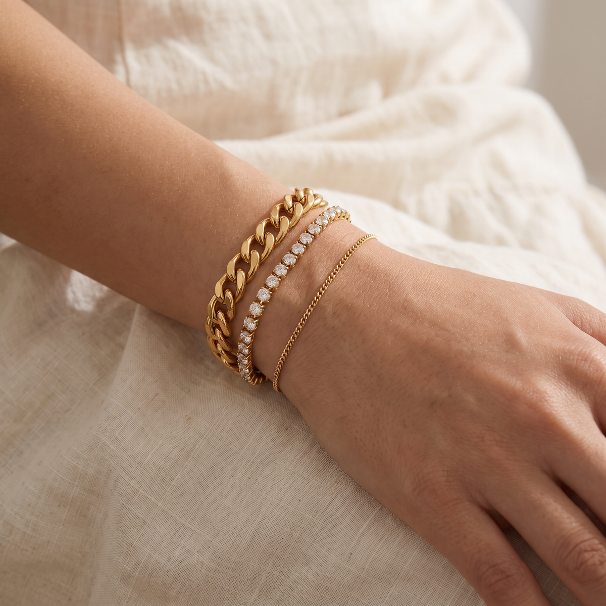 Siena Layered Bracelet Set - worn - Rose & Giovanni