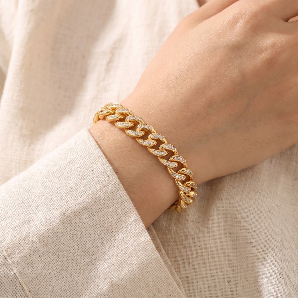 Milano Pave Link Bracelet - worn - Rose & Giovanni