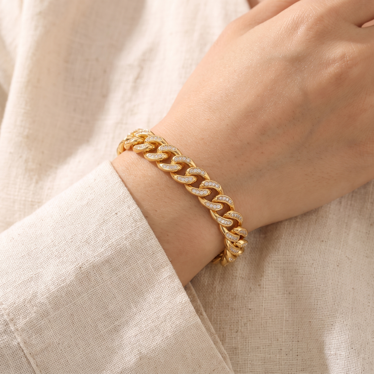 Milano Pave Link Bracelet - worn - Rose & Giovanni