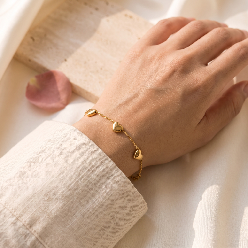 Innamorata Heart Bracelet - worn - Rose & Giovanni