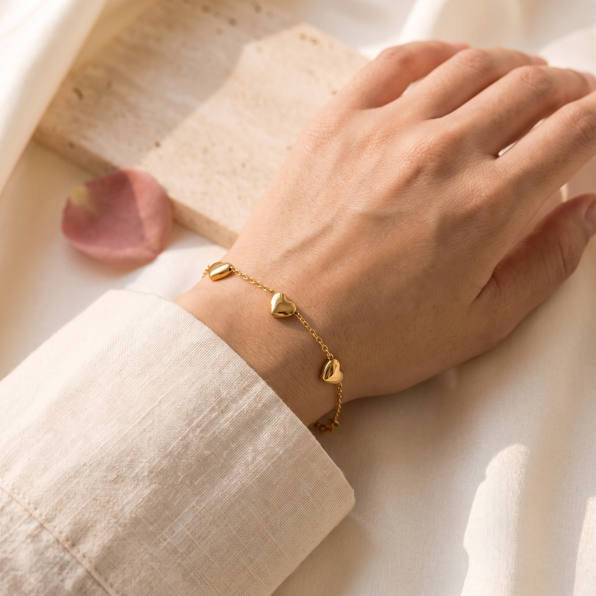 Innamorata Heart Bracelet - worn - Rose & Giovanni