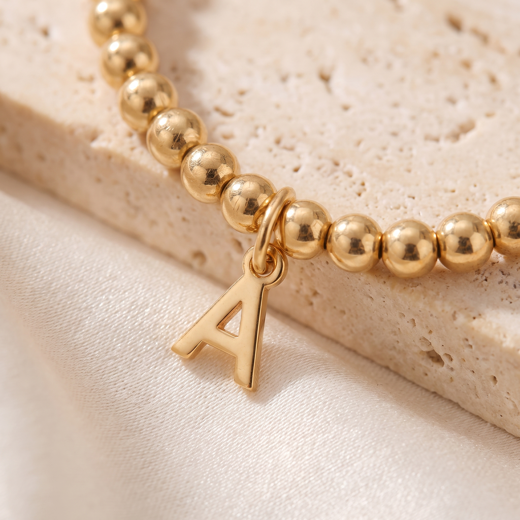 Mese Beaded Initial Bracelet - detail - Rose & Giovanni