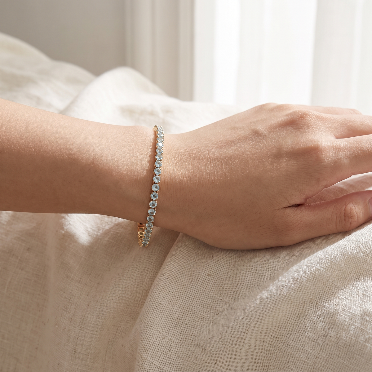 Mese Birthstone Tennis Bracelet - worn - Rose & Giovanni
