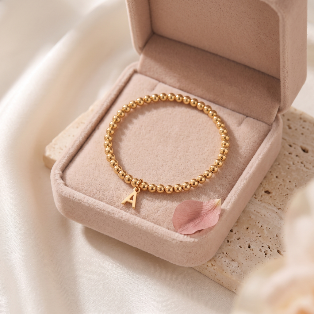 Mese Beaded Initial Bracelet - gift box - Rose & Giovanni