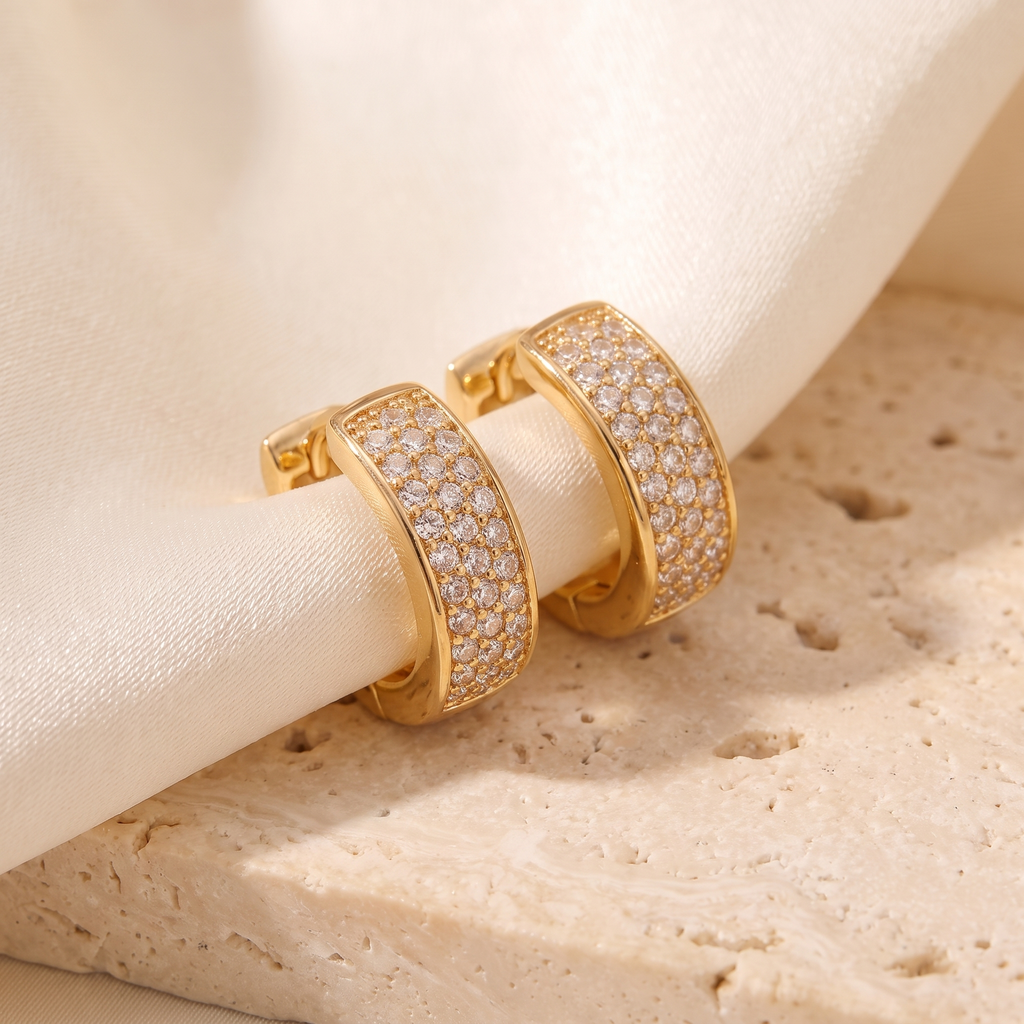 Eleganza Huggie Earrings - detail - Rose & Giovanni