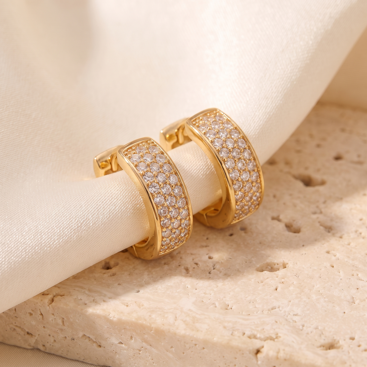 Eleganza Huggie Earrings - detail - Rose & Giovanni