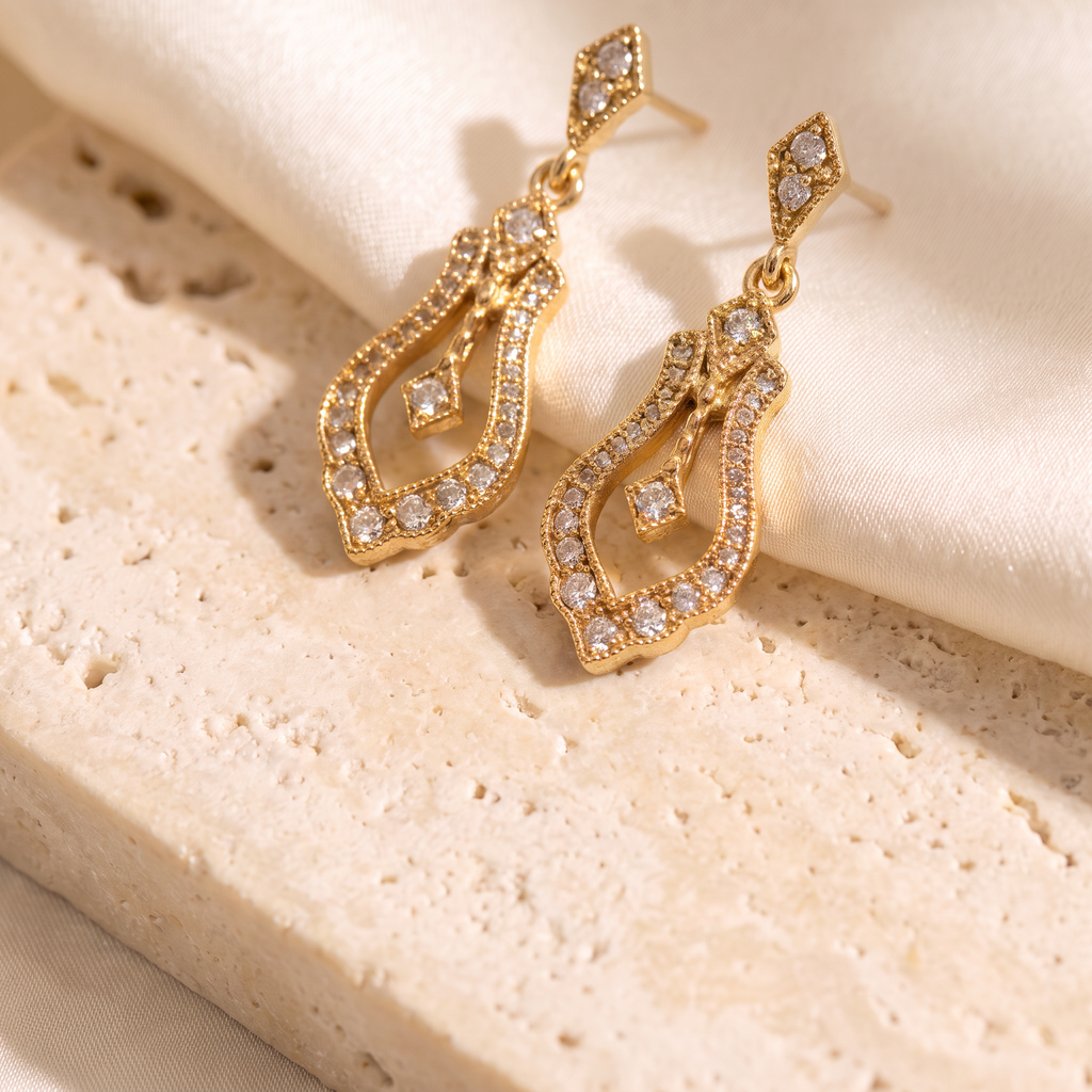 Antica Gold Drop Earrings - detail - Rose & Giovanni