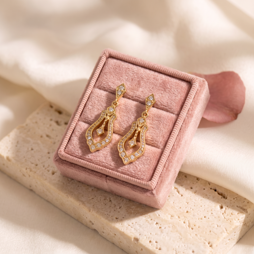 Antica Gold Drop Earrings - gift box - Rose & Giovanni