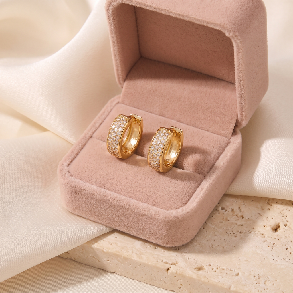 Eleganza Huggie Earrings - gift box - Rose & Giovanni